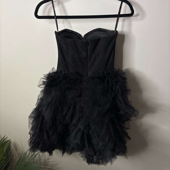 Betsey Johnson Y2K Dress Tulle Black Mini Strapless Vintage - Picture 4 of 5